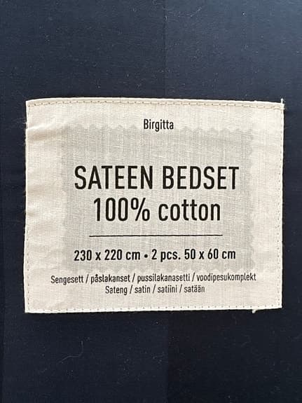 Mörkblått Satin Sängset 230x220 cm – 100% Bomull