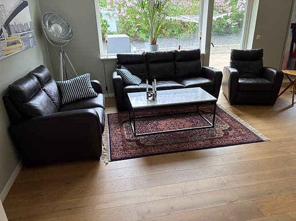 Fin mörkbrun skinngrupp från Italsofa