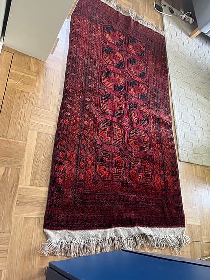 Äkta handknuten afghansk matta / löpare (107x214 cm)