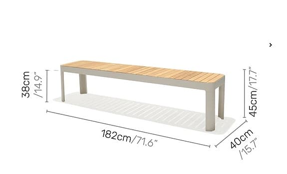 Utebänk perfekt för smala balkonger 182 cm x 40 cm