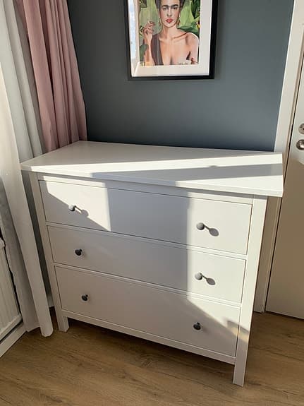 IKEA HEMNES byrå vit med 3 lådor