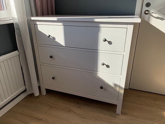 IKEA HEMNES byrå vit med 3 lådor