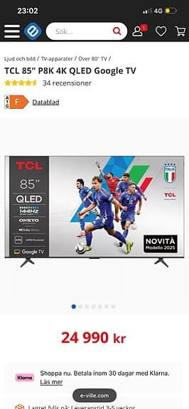 TCL 85" QLED TV Google TV