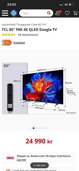 TCL 85" QLED TV Google TV