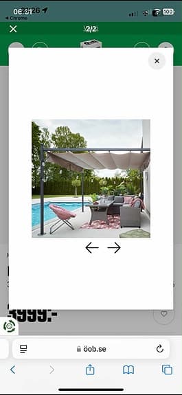 Pergola / paviljong med takduk från Öb. mycket fint skick