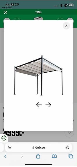 Pergola / paviljong med takduk från Öb. mycket fint skick