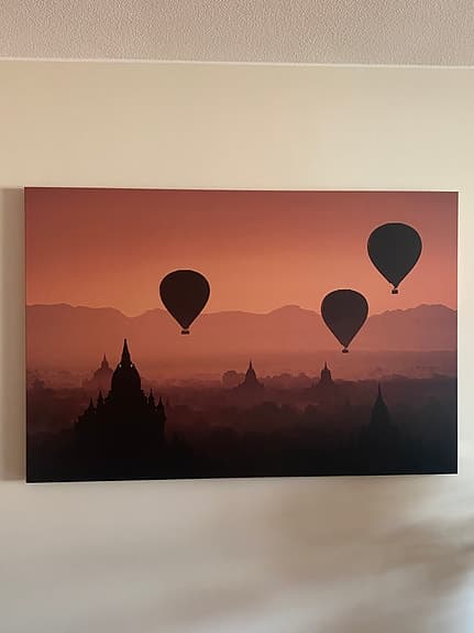Stor tavla med varmluftsballonger i soluppgång (Nytt: 2000 sek)