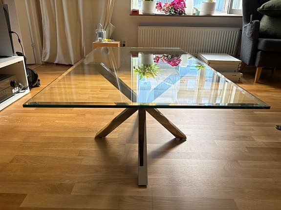 Soffbord i glas & metall – modern design 120x65