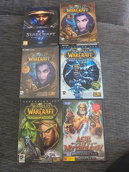 Retro Spelsamling till PC & PS2 – Age of Empires, WoW, Dragon Quest m.fl.
