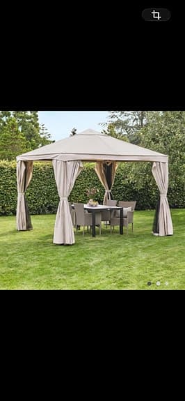 Nordmarka paviljong beige med sidogardiner