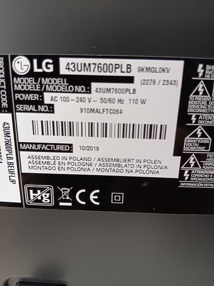 LG Smart TV 43"