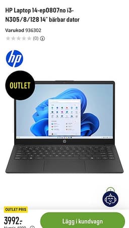 HP 14" laptop svart
