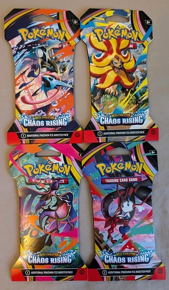 4x Chaos Rising Sleeved Booster Pack - Art Set - Pokémon Kort