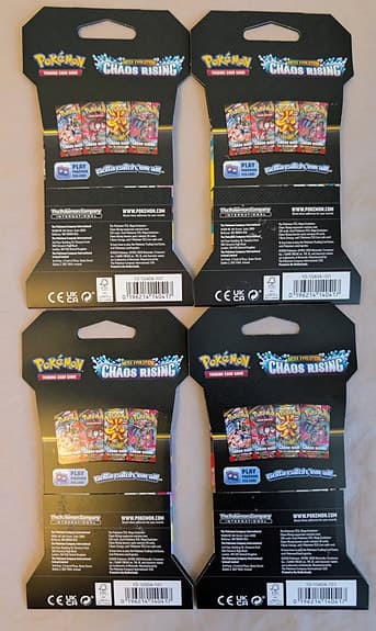 4x Chaos Rising Sleeved Booster Pack - Art Set - Pokémon Kort