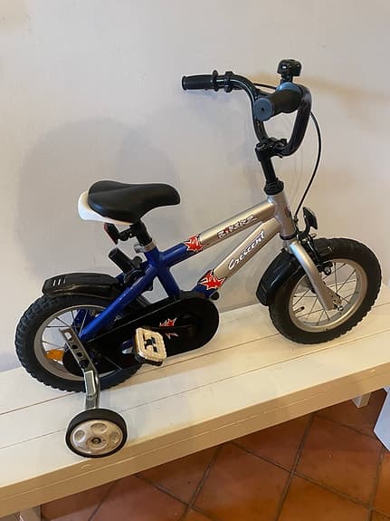 Crescent Bikerz barncykel 12" blå/silver med stödhjul