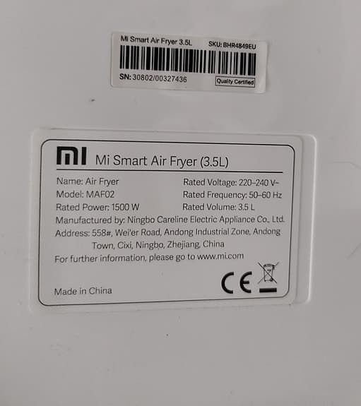 Xiaomi Mi Smart Air Fryer 3,5L vit