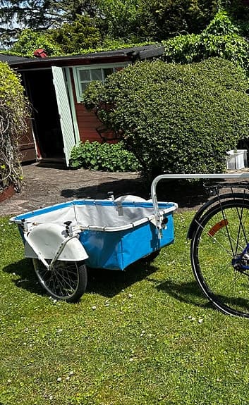 Mini maxi cykelvagn cykelkärra med två hjul