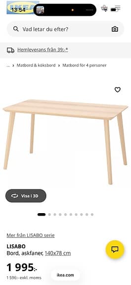 Matbord LISABO, 4 platser