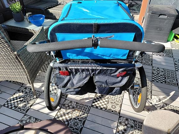 Blå cykelvagn/joggingvagn North 13.5 för 2 barn