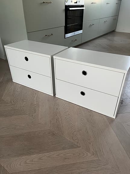 2 st String vita lådhurtser/byråer med lådor