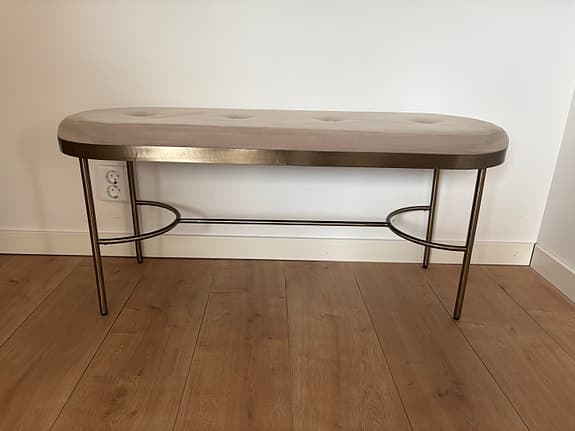 H&M Home bänk i sammet med metallben beige/ guld