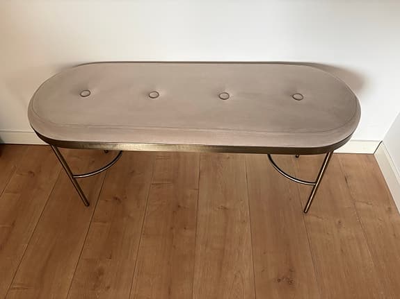 H&M Home bänk i sammet med metallben beige/ guld