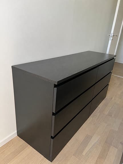 IKEA KULLEN byrå med 6 lådor – svartbrun, mycket fint skick