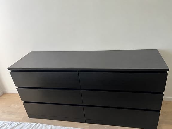 IKEA KULLEN byrå med 6 lådor – svartbrun, mycket fint skick
