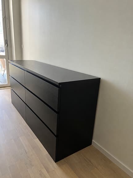 IKEA KULLEN byrå med 6 lådor – svartbrun, mycket fint skick