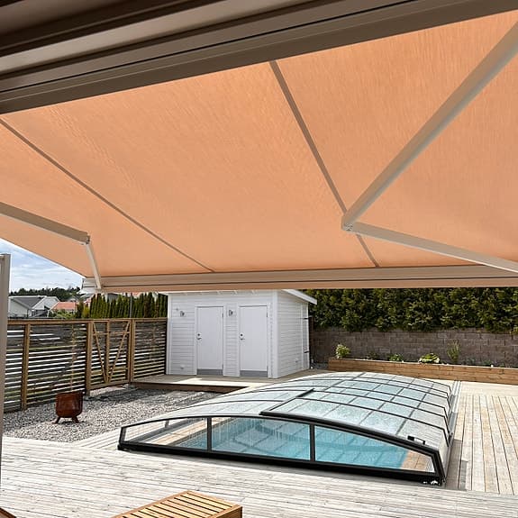 Ny Terrassmarkis med motor 4 x 3,5 m Beige