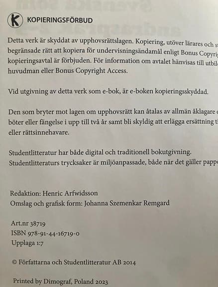 Kontext Svenska som andraspråk 2–3 lärobok
