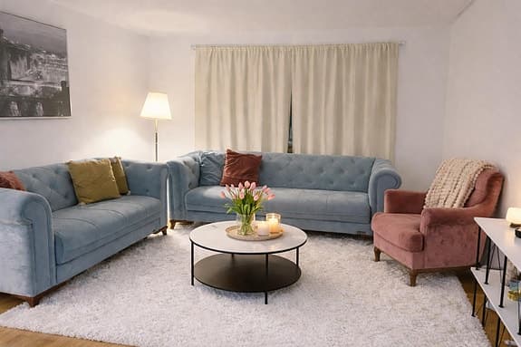 Elegant soffgrupp i sammet – mycket fint skick
