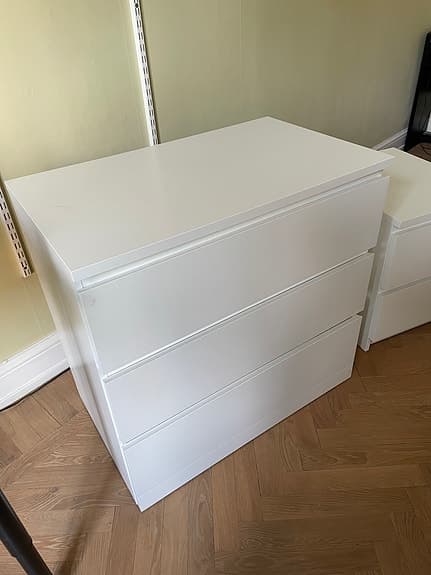 IKEA MALM byrå, 3 lådor, vit