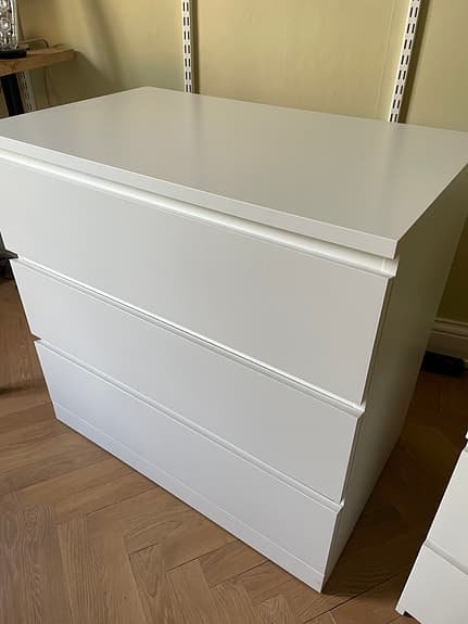 IKEA MALM byrå, 3 lådor, vit