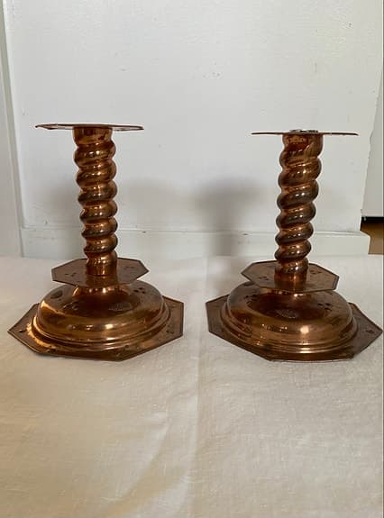 Ståtliga ljusstakar i koppar – Barockstil (21 cm), tidigt 1900-tal