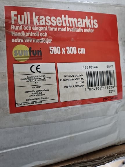 Sunfun kassetmarkis 500 x 300 cm