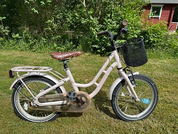 Crescent barncykel 16" rosa med korg