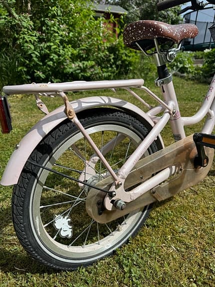 Crescent barncykel 16" rosa med korg