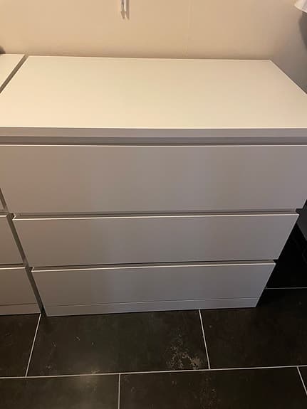 MALM Byrå med 3 lådor, vit, 80x78 cm