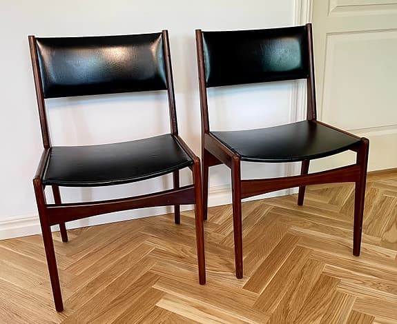 3000sek för 2 st danska designstolar – Poul Volther för Frem Røjle, 1960-tal