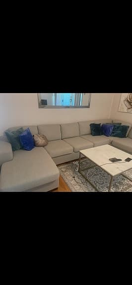 Soffa med schäslong vänster & divan höger