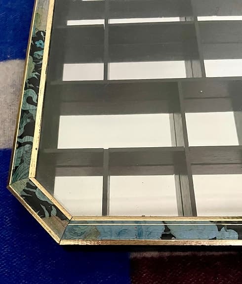 VÄGGHÄNGT VITRINSKÅP PRYLHYLLA MED SPEGEL VINTAGE RETRO SKÅP DEKORATION SVART