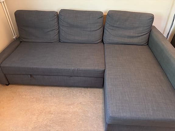 IKEA hörnbäddsoffa med schäslong grå