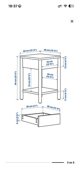 IKEA sängbord / nattduksbord i trä med låda