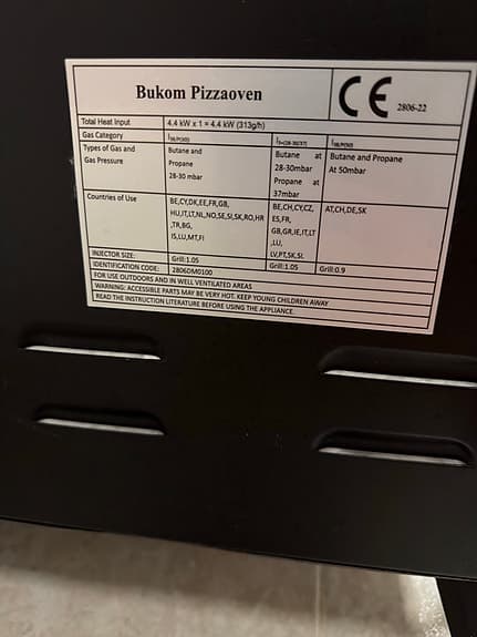 Bukom gasdriven pizzaugn svart
