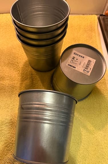 6 st nya IKEA SOCKER krukor 10,5 cm metall