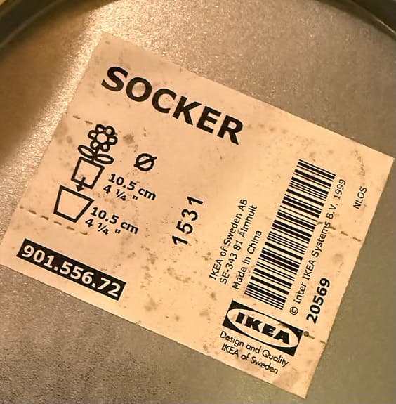6 st nya IKEA SOCKER krukor 10,5 cm metall