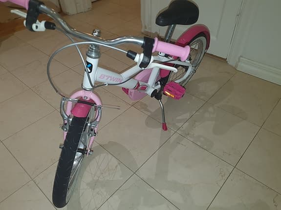 B'twin barncykel 16" vit/rosa