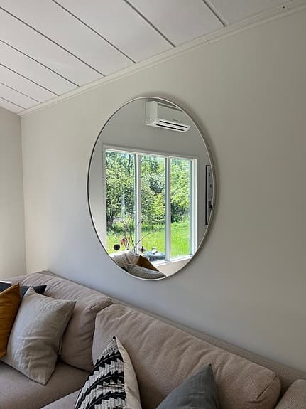 IKEA spegel LINDBYN stor rund vit 110cm modern