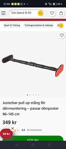 Justerbar pull up stång